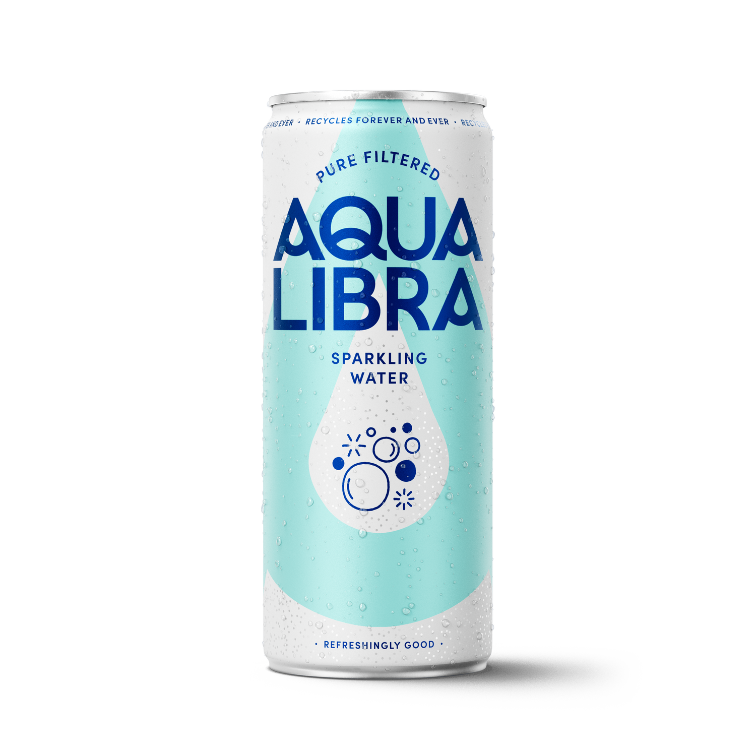 Aqua Libra sparkling water can on a white background