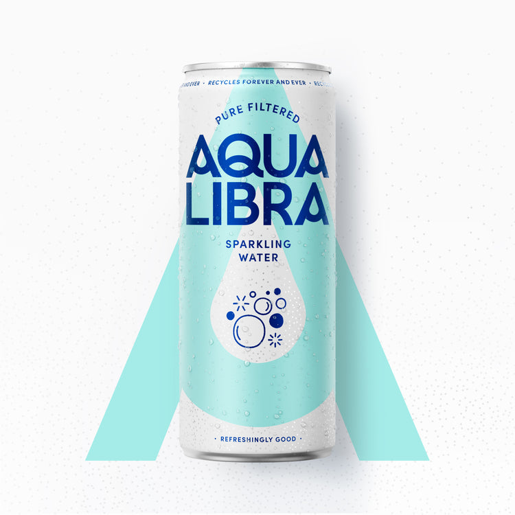 Aqua Libra sparkling water can on a white background