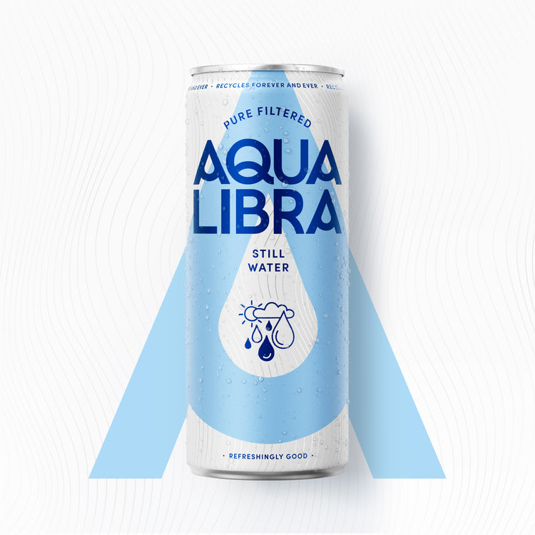 Aqua Libra water can on a white background