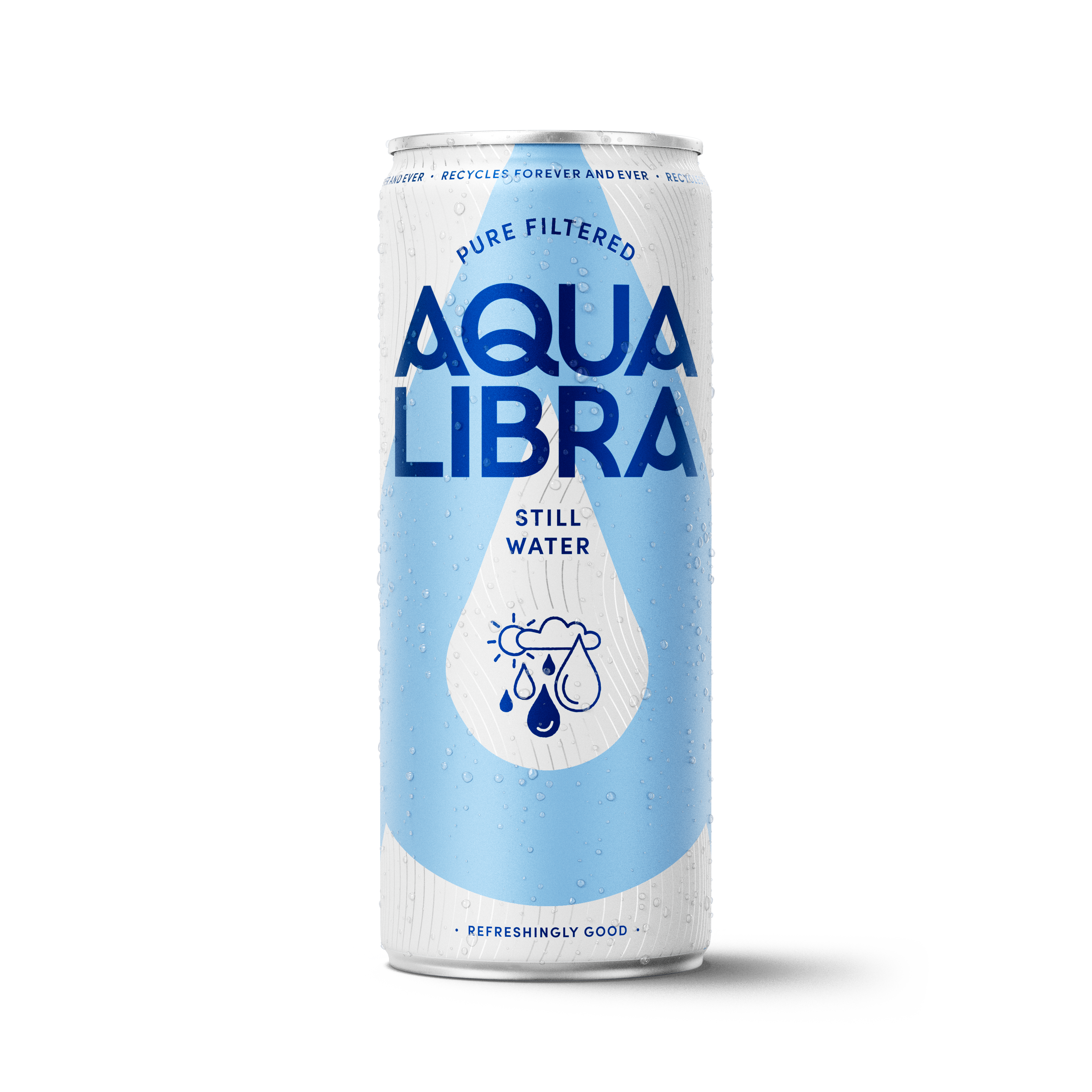 Aqua Libra still water can on a white background