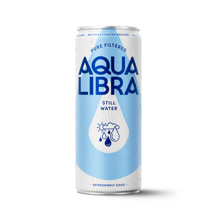Aqua Libra still water can on a white background